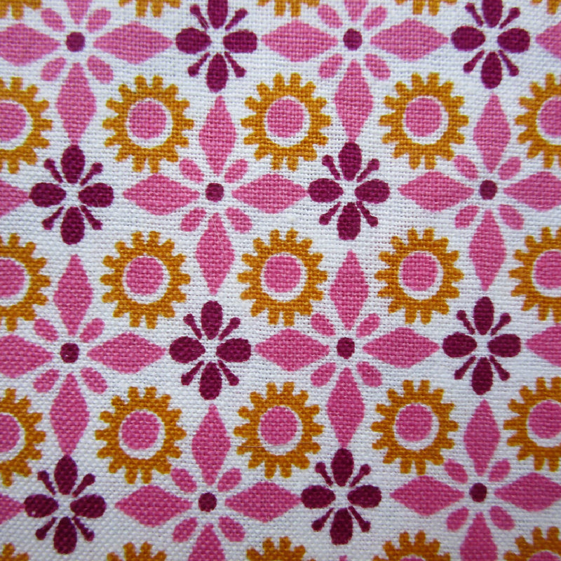 Cotton Fabric, Pink and Gold Geometric, 22” x 18”