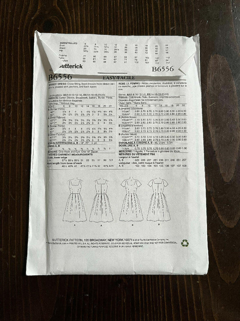 Butterick B6556 Misses Dress