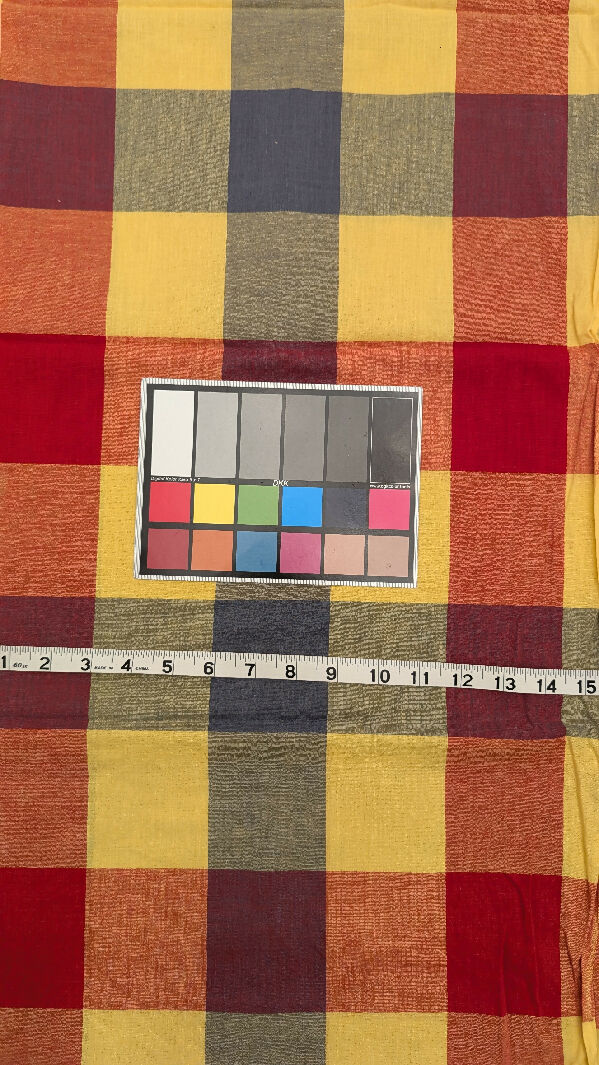 VTG Autumnal Color Check Print Shirting Woven Fabric 33"W x 70"L