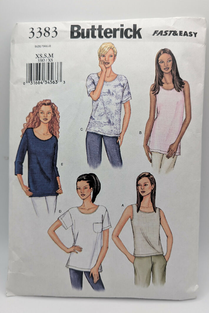 Butterick 3383 Fast and Easy Misses Pullover Top Pattern Size XS-M