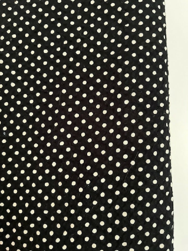 White polka dots on black - seersucker fabric