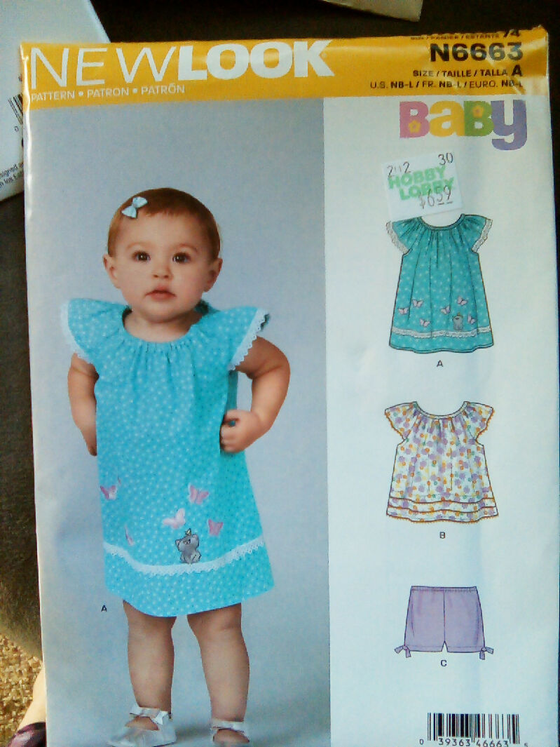 Sewing patterns lot Newlook uncut baby NB-L top bottoms one-piece dress