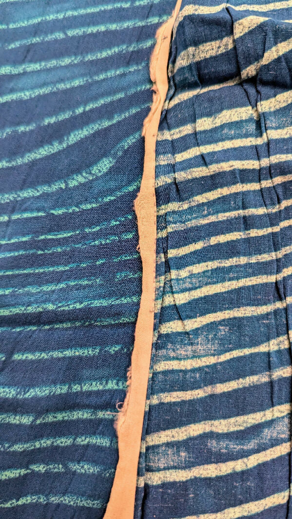 Vintage Dark Aqua "Wave" Strip Print Rayon Challis Woven Fabric 51"W - 4 yds