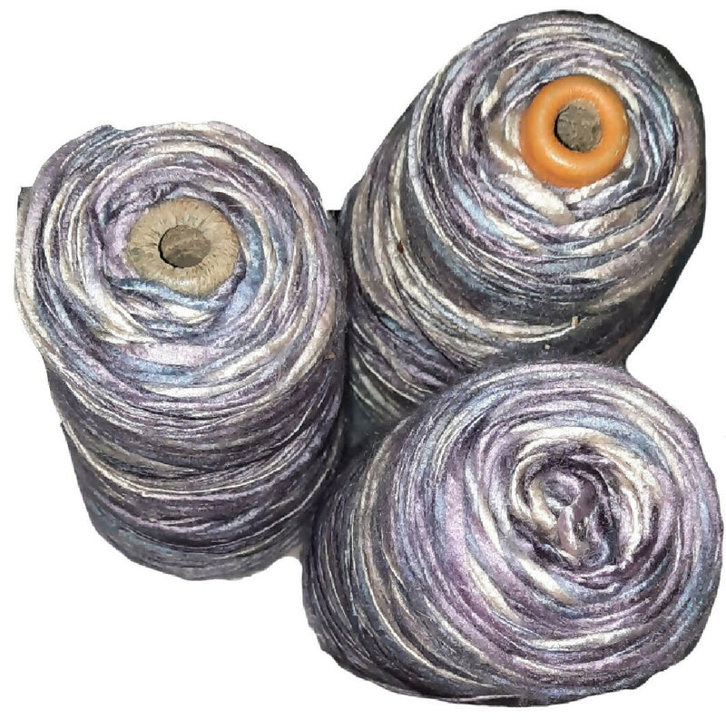 Plum Purple Variegated Slub Cone Yarn, Astro Dye Works, Astro Twist; 3 Cones Lot