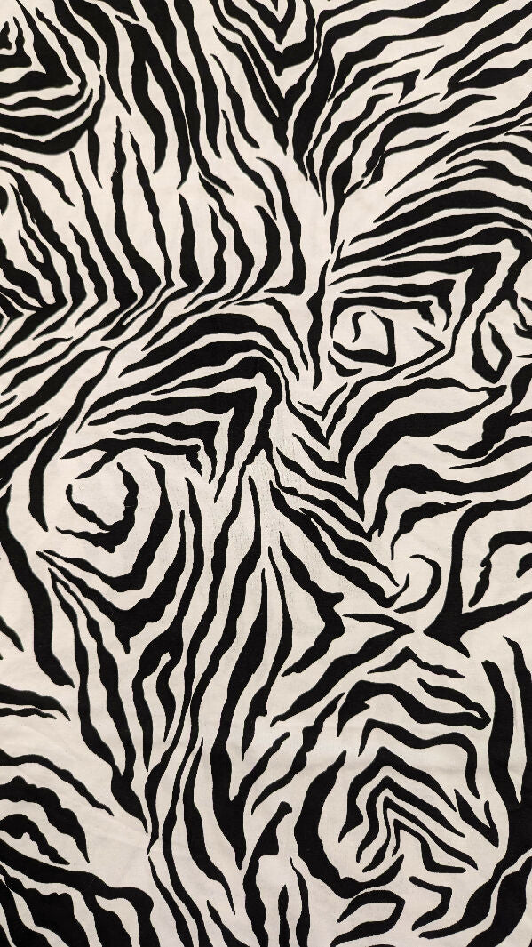 White/Black Zebra Print Cotton Jersey Knit Fabric 58"W - 1 yd+