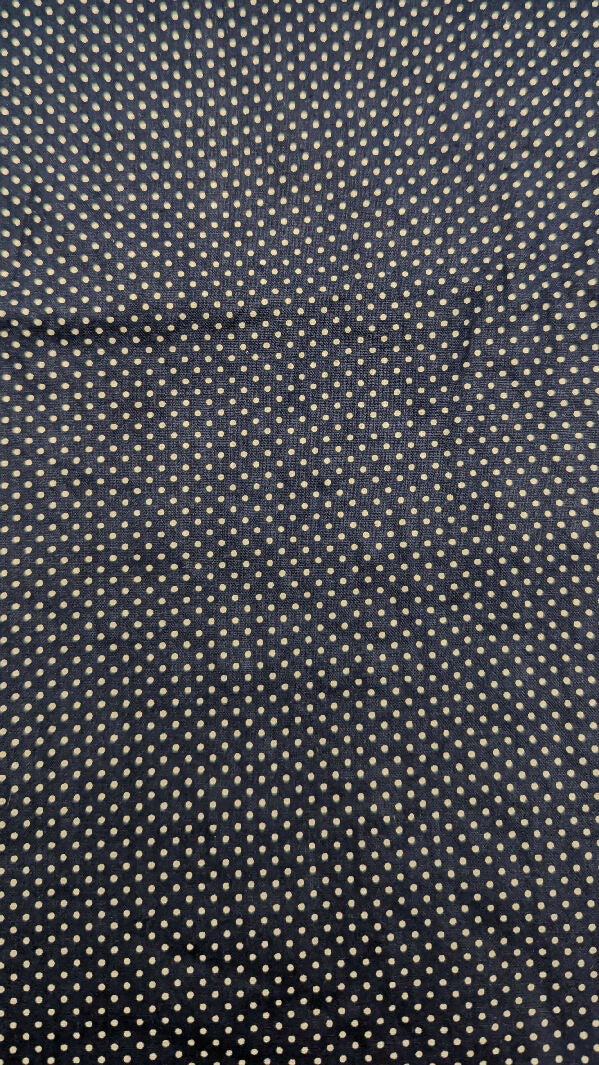 VTG Navy Blue/White Polka Dot Shirting Woven Fabric 36"W - 4 yds+