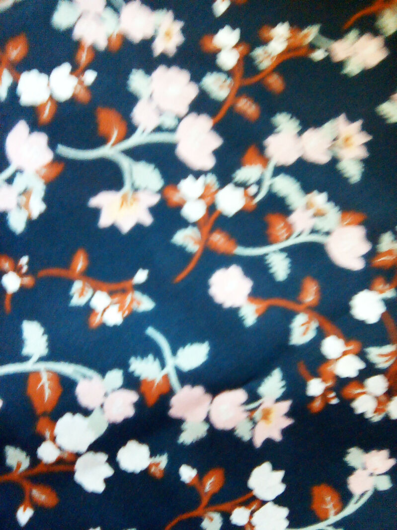 Cotton material, swirl, flower, pink, dark blue, craft
