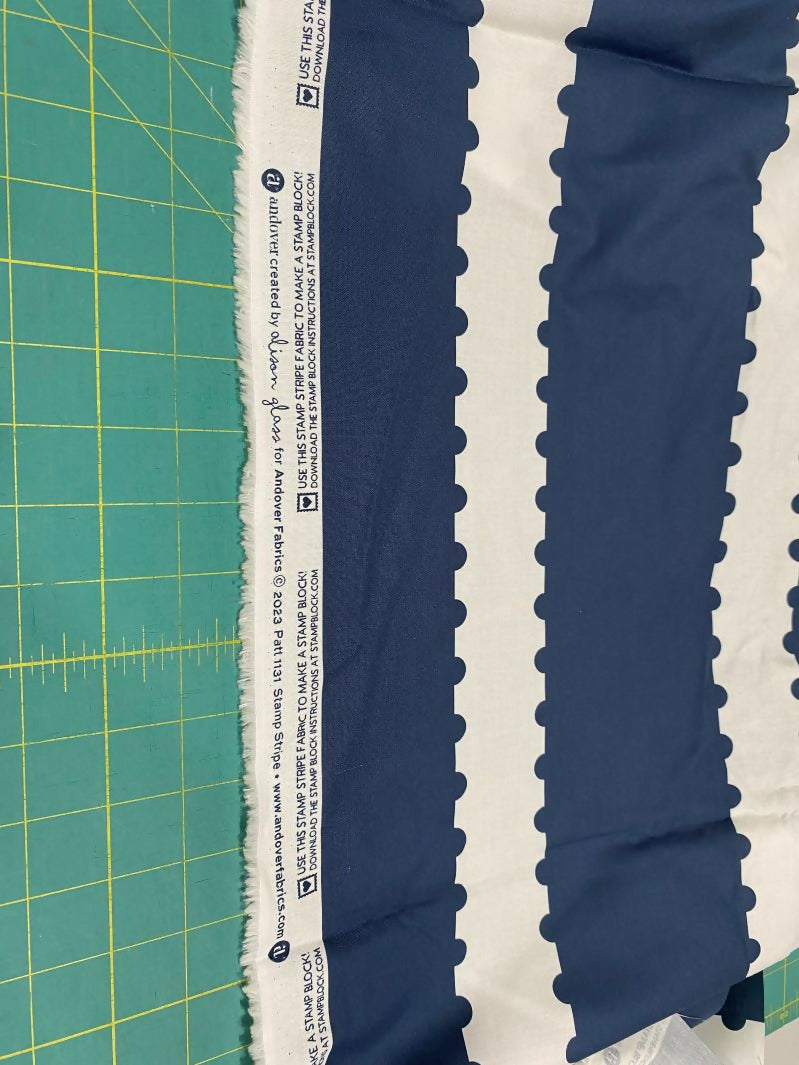 Andover Alison Glass denim Stamp Stripe 3 Yards