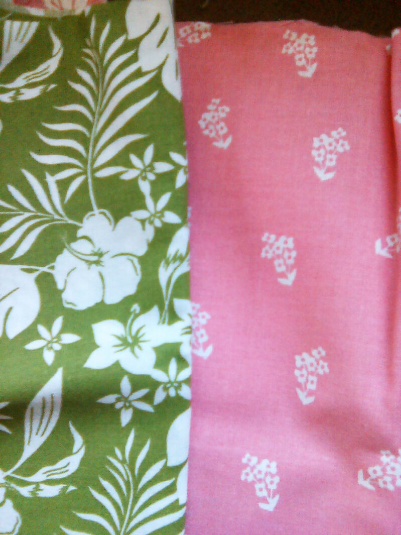 Cotton material, green, pink, yellow colors, mix designs, 9in x 43in all 8 pieces