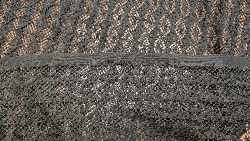 Black Non-Stretch Scallop Lace - 60"W x 66"L