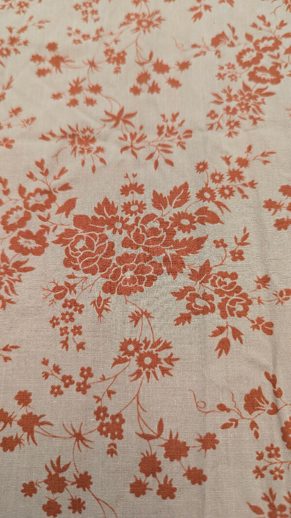 VTG Dark Tan/Rusty Orange Floral Quilting Cotton43"W - 2 1/2 yds