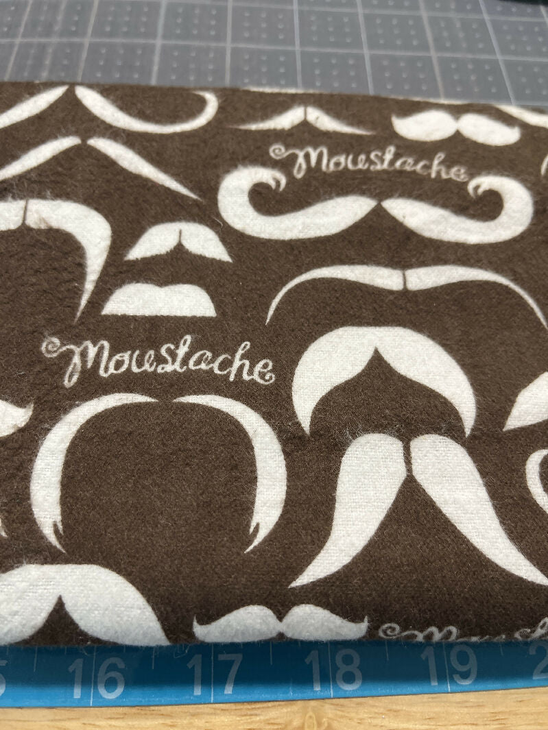 Flannel Brown w/ white moustache print