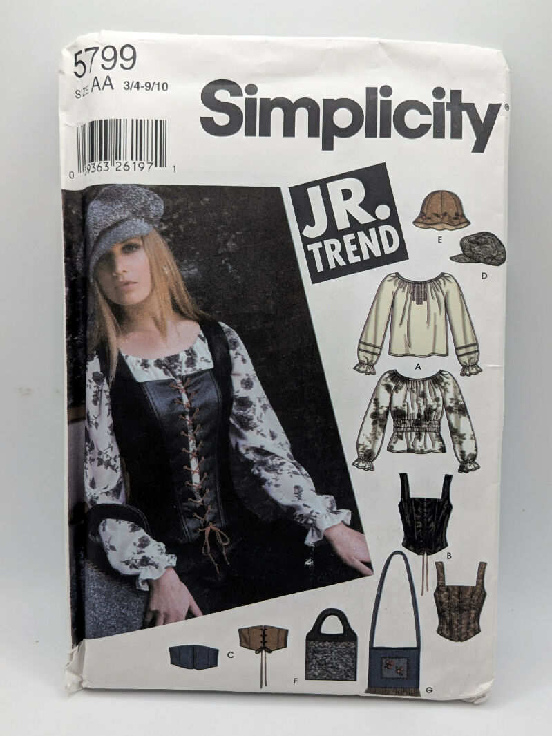 Simplicity 5799 JR. Trend Blouse, Corset & Accessories Pattern Sizes 3/4-9/10