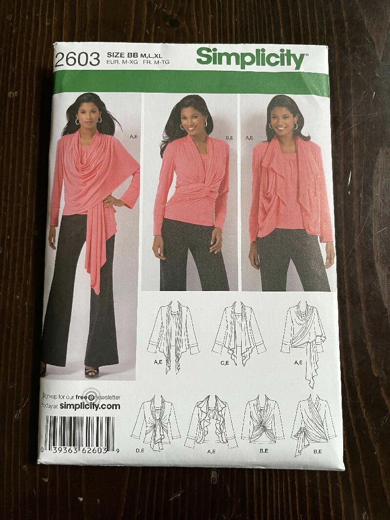 Simplicity 2603 Misses Knit Top and Cardi Wrap Pattern