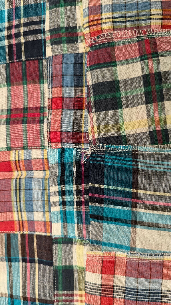 Multicolor Patchwork Madras Plaid Woven Fabric 45"W - 1 3/4 yds+