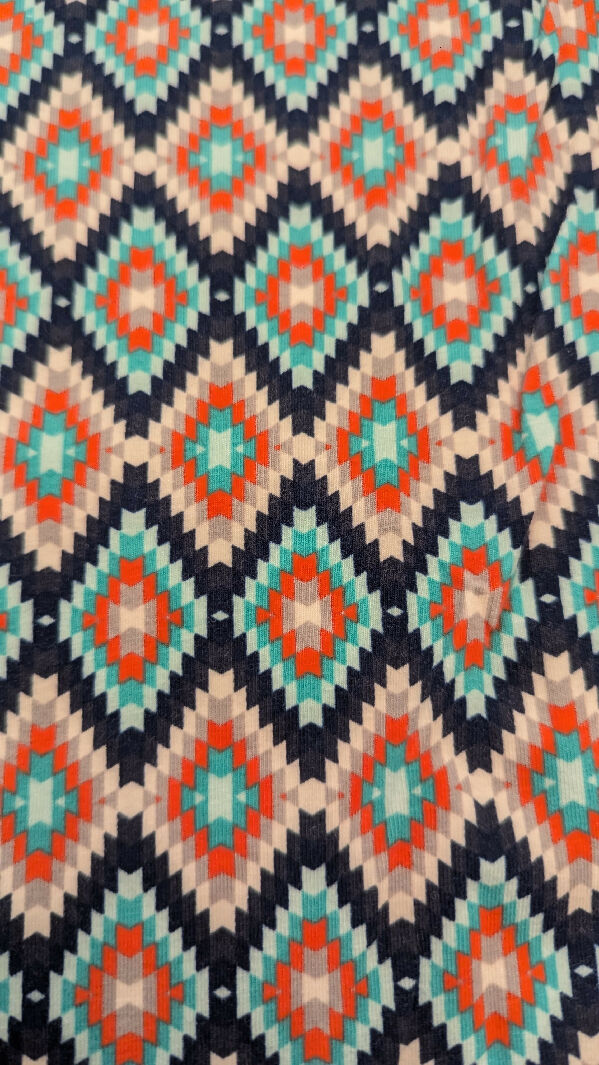 Art Gallery Fabric Multicolor Chevron Diamond Geometric Print Cotton Spandex Knit Fabric REMANANT 60"W - 1 yd