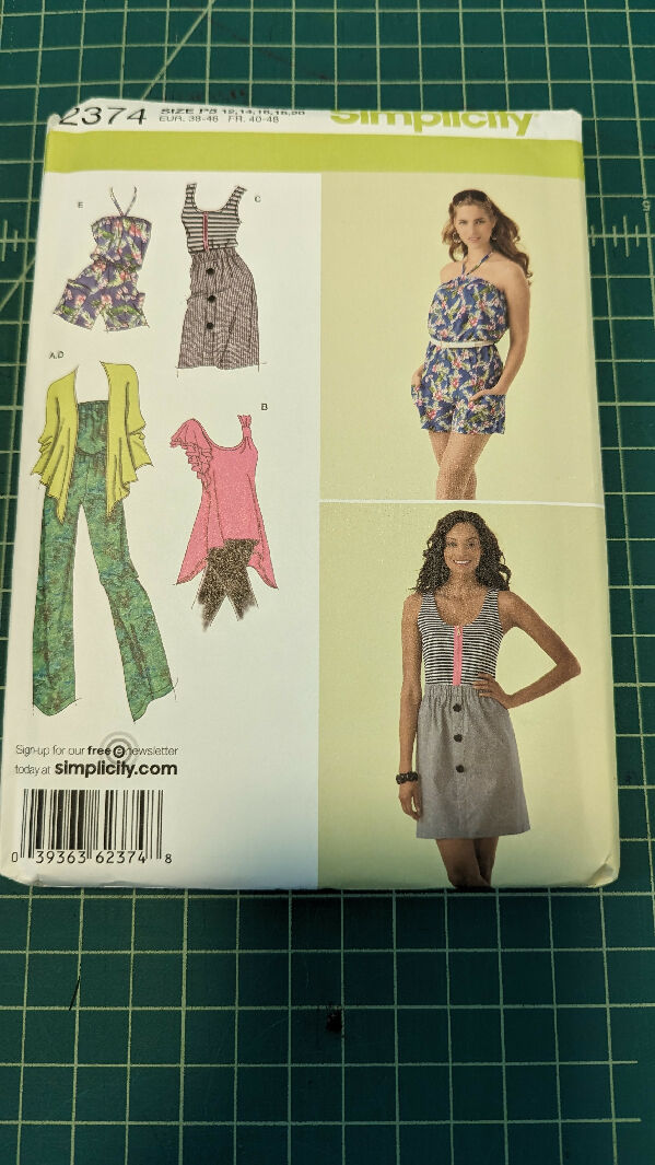 Simplicity 2374 Jumpsuit, Dress, Cardigan & Top Sewing Pattern Sizes 12-20