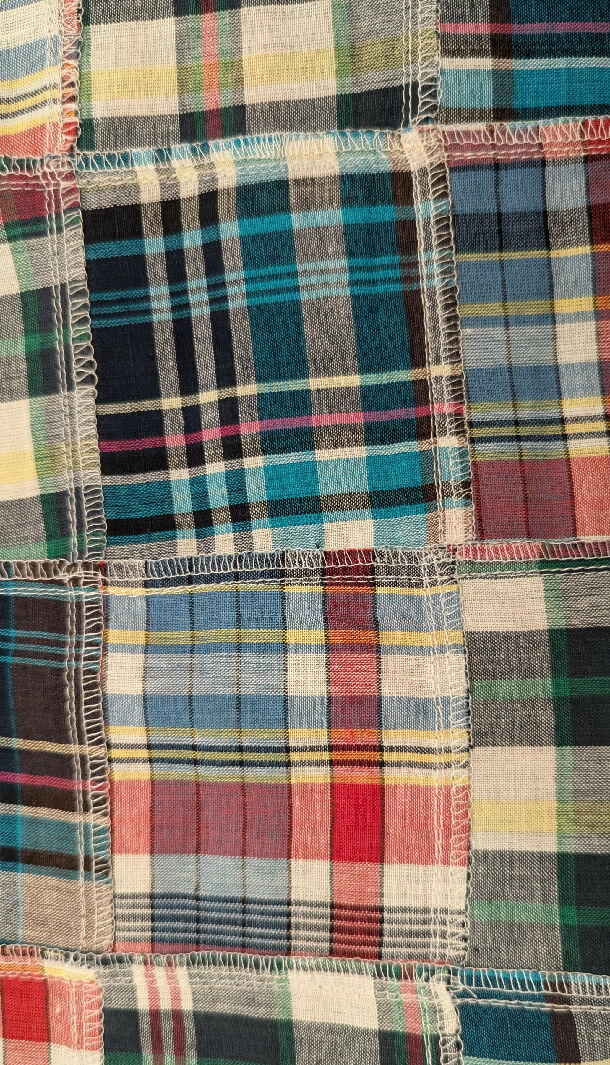 Multicolor Patchwork Madras Plaid Woven Fabric 45"W - 1 3/4 yds+