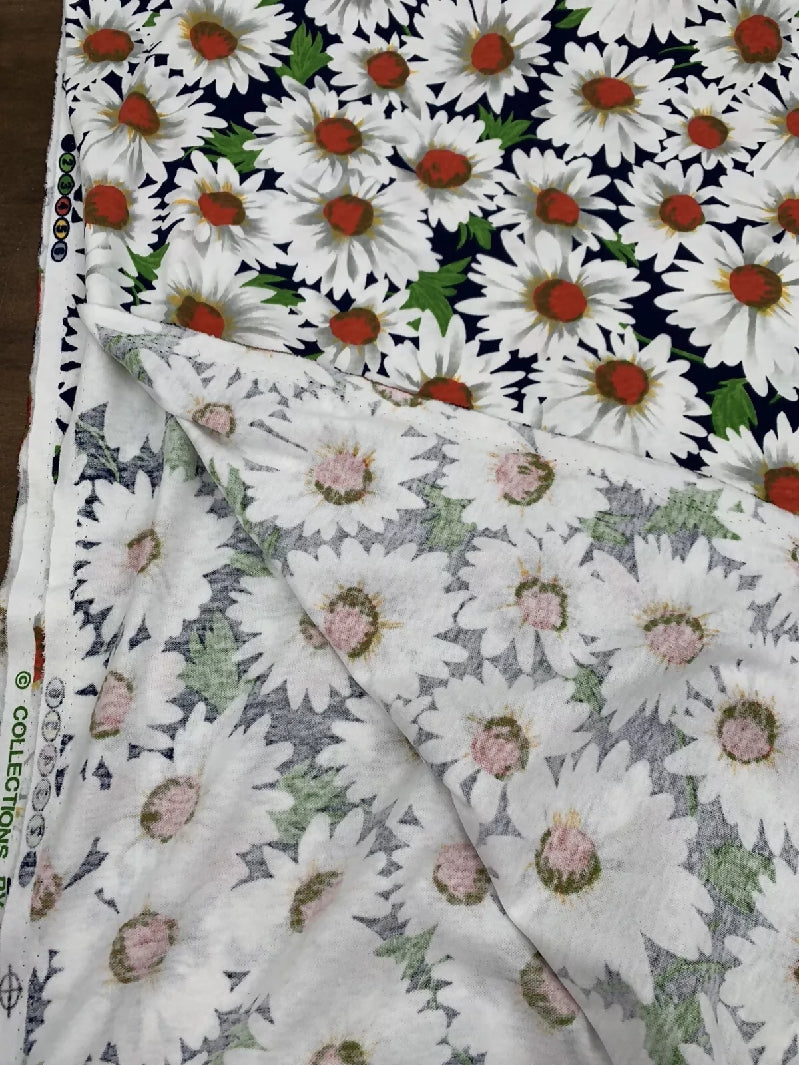 90s Collections by Hi-Fashion Fabrics Floral Large Daisy Print Knit Fabric 64" W