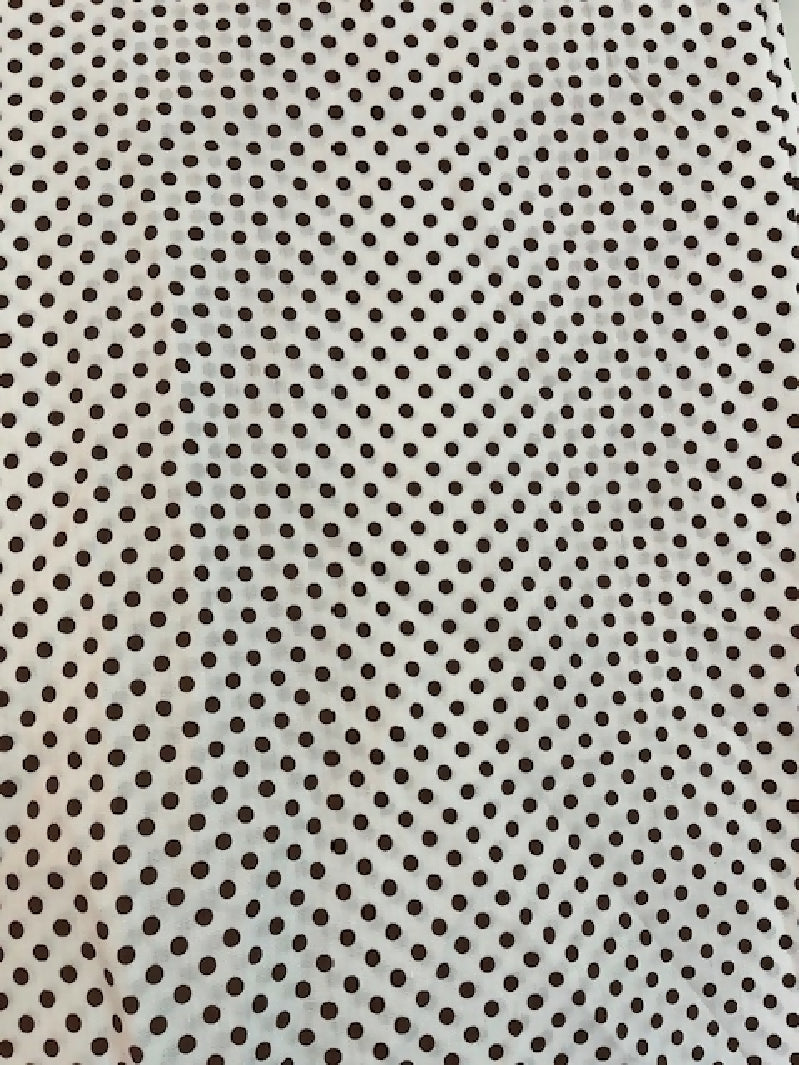 Brown polka dots on white