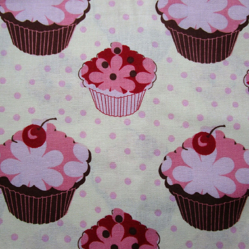 Cotton Fabric, Cupcakes and Polka Dots, 44” x 65”