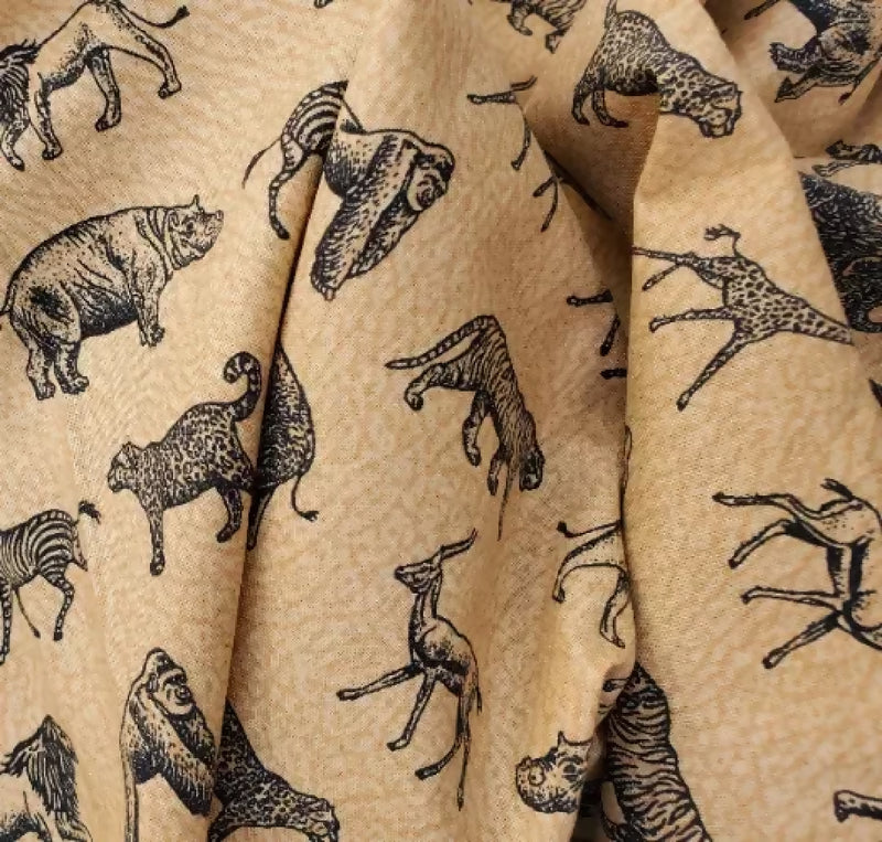 Cotton Wild Animal Print Fabric Remnant