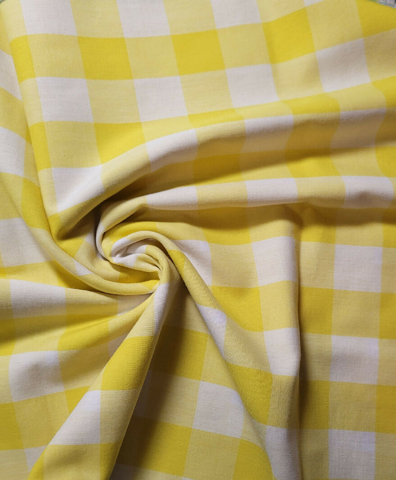 Yellow 1 Inch Gingham Fabric 60" wide 2/3 yard