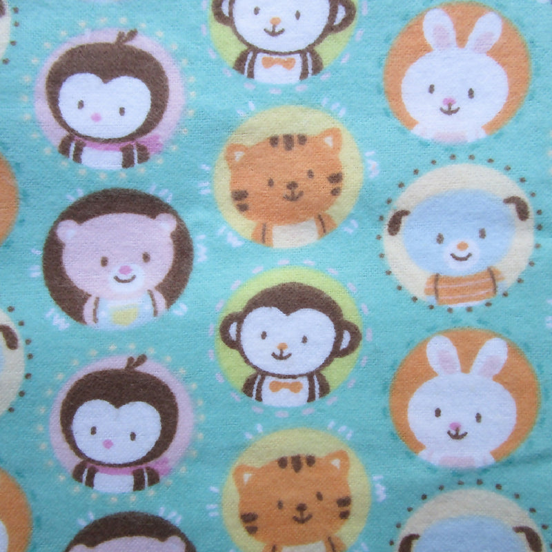 Cute Animals Cotton Flannel Fabric, 43" x 56"