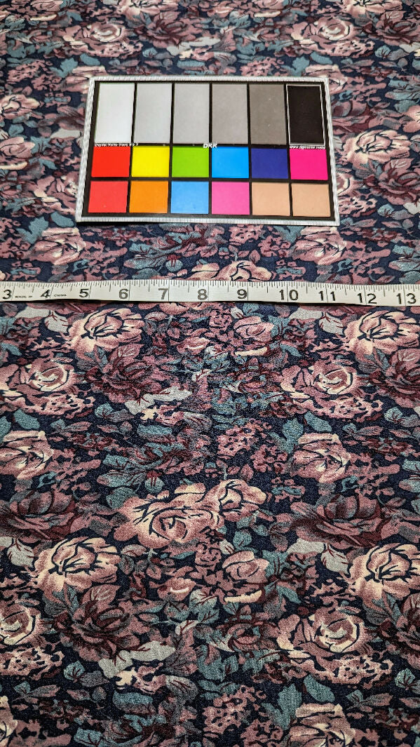 Dark Multicolor Floral Print Double Brushed Polyester Knit Fabric 72"W x 35"L