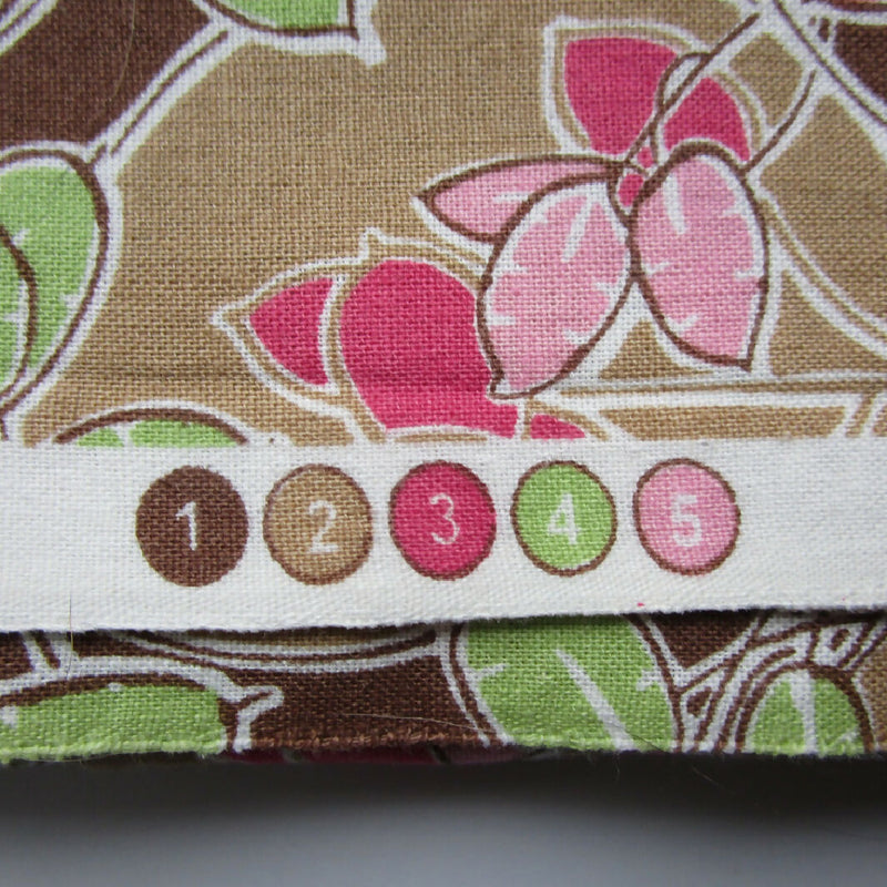 Cotton Fabric, Stylized Brown and Pink Floral, 42” x Almost 2 Yards