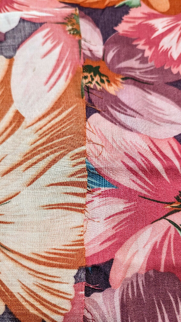 Vintage Large Multicolor Floral Print Cotton Lawn Woven Fabric 45"W - 2 yds
