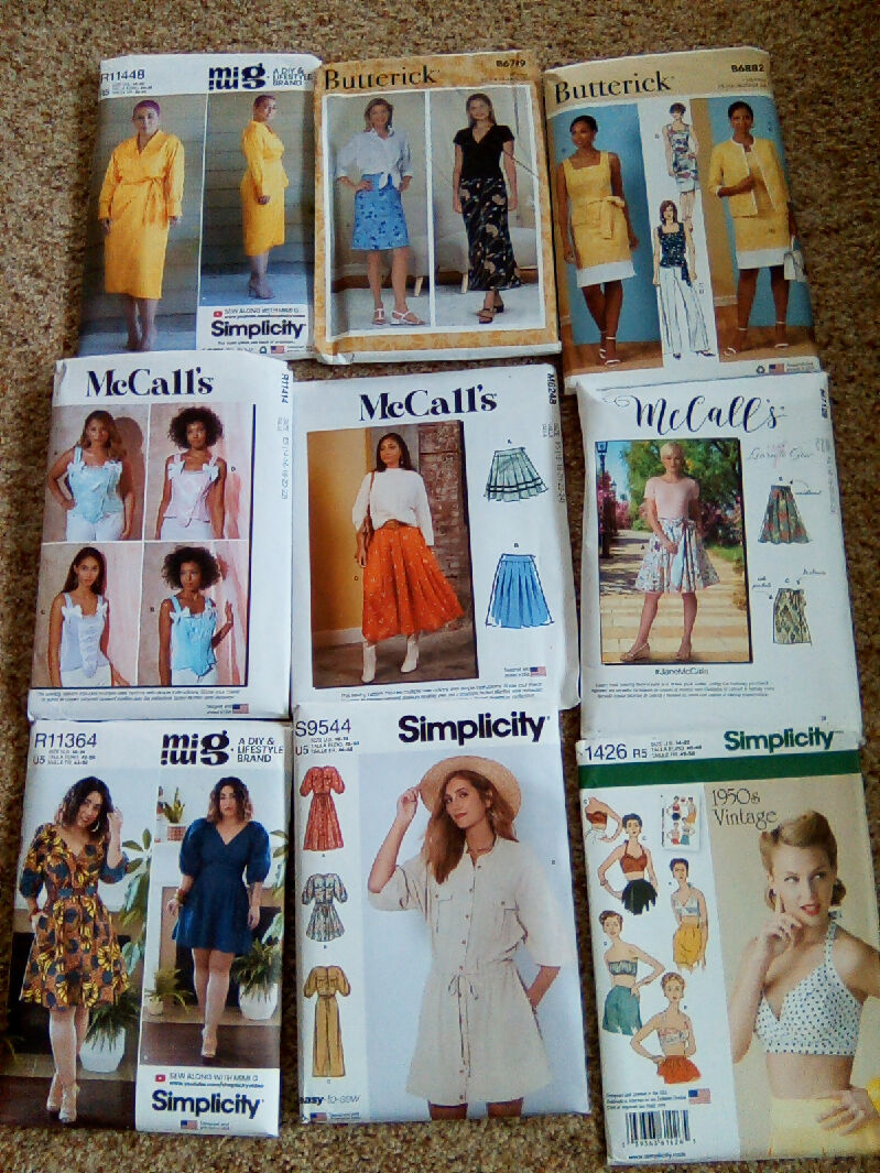 Sewing pattern lot, Butterick, McCalls, Simplicity, size 14 - 24, dress, skirt