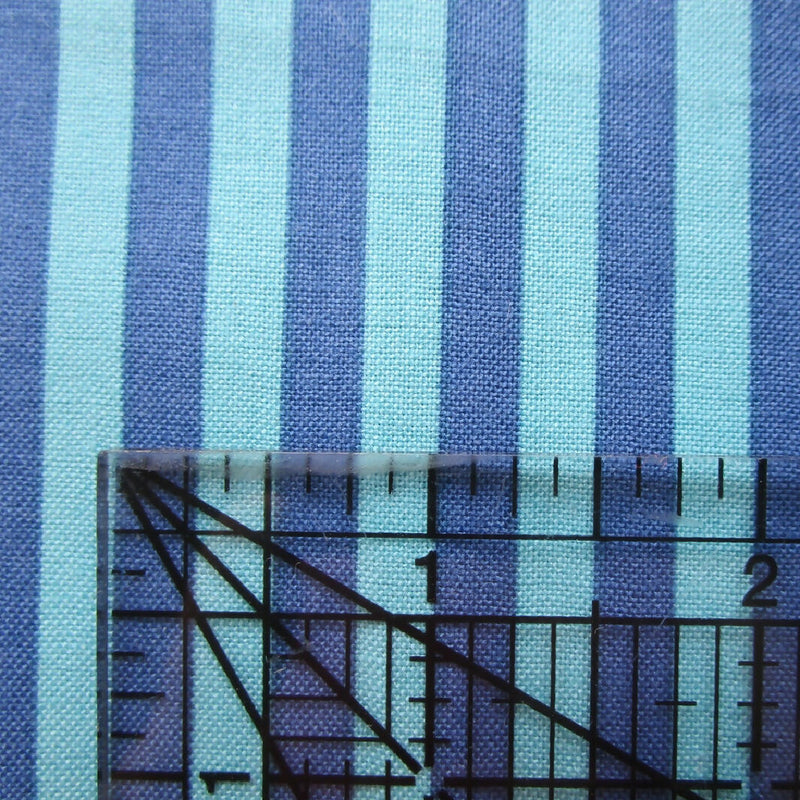 Michael Miller Quilting Fabric, Navy Blue + Turquoise Stripe and Check