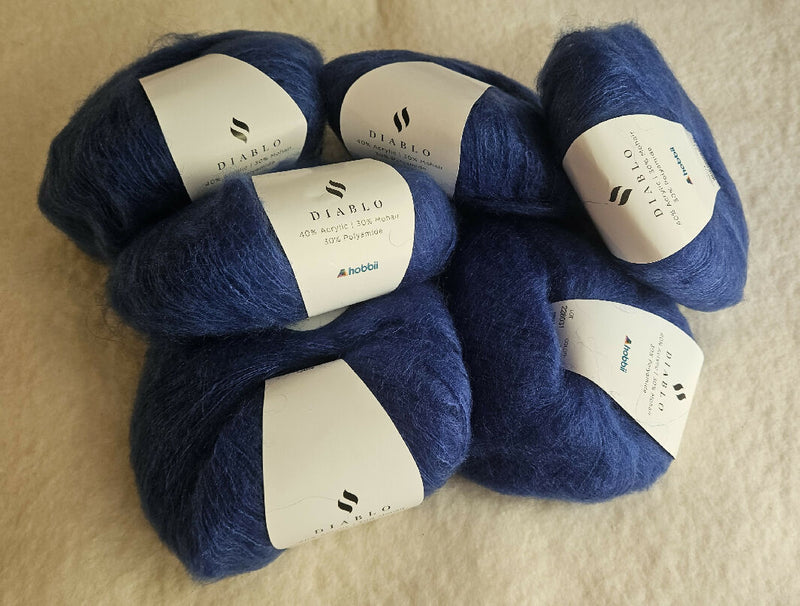 Wool and Mohair Yarn Set -- Royal Blue