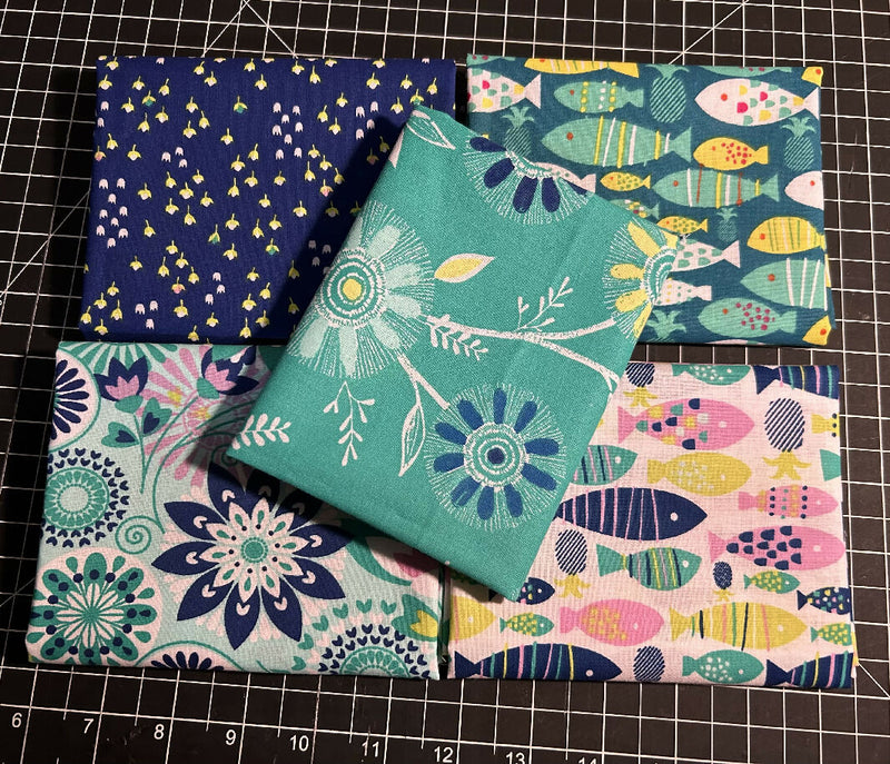 Aqua Fat Quarter Bundle - cute fish