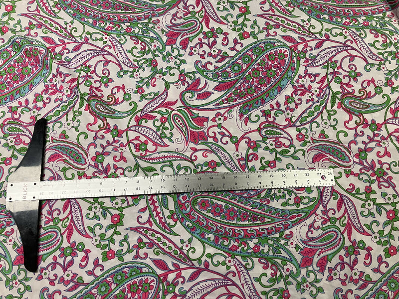 Groovy Bright Oversize Paisley Print - 3 and 2/3 YARDS Silky Synthetic Fabric