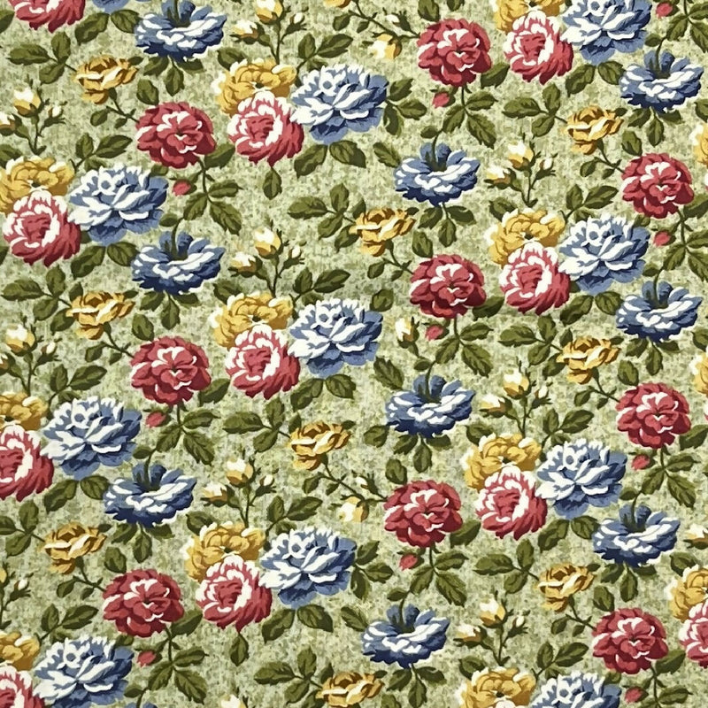 Green, Red, Blue, and Yellow Floral Premium Quilting Cotton - 5 Yds