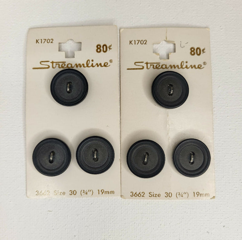 Vintage black buttons, set of 6