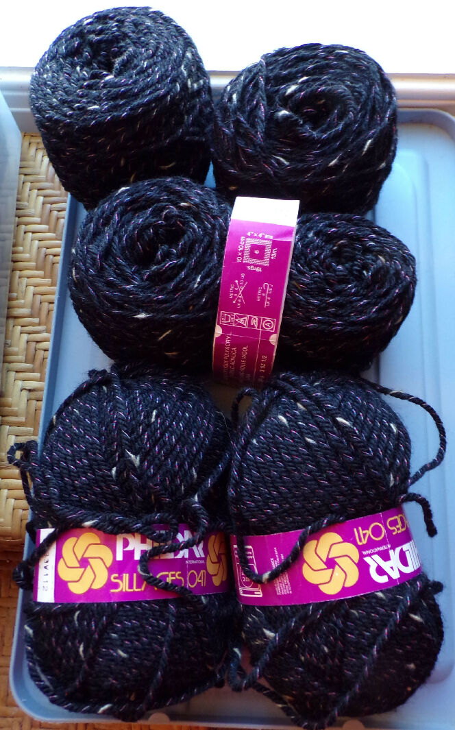 Phildar Sillages 041: Black Chunky; 2 Full Skeins Plus Almost 2 lbs. Reclaimed