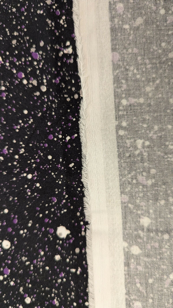 Black/Purple/Gray/White Splatter Paint Print Quilting Cotton 44"W - 1 yd+