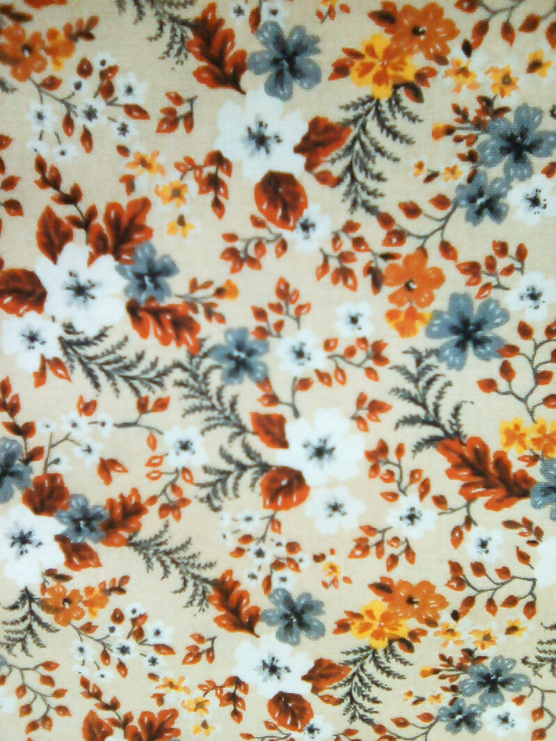 Cotton material, flower design yellow tan white colors, 9" x 43"