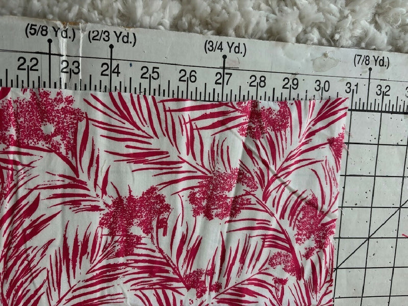 Vintage red and white tropical print fabric