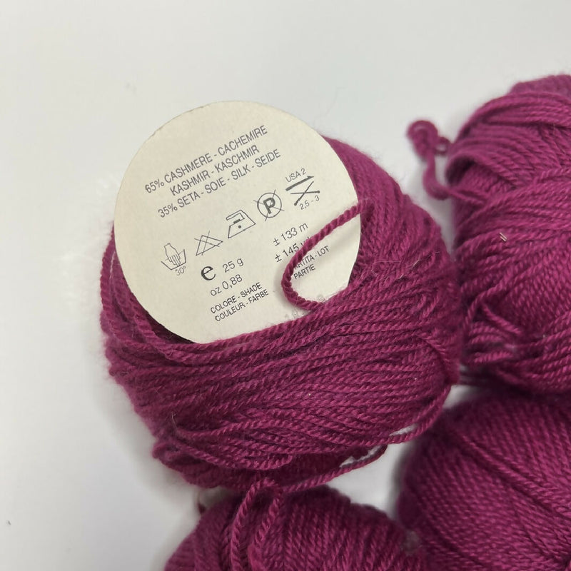 Baruffa Bollicina Cashmere Silk Lace Yarn in Wine - 3.75 Balls