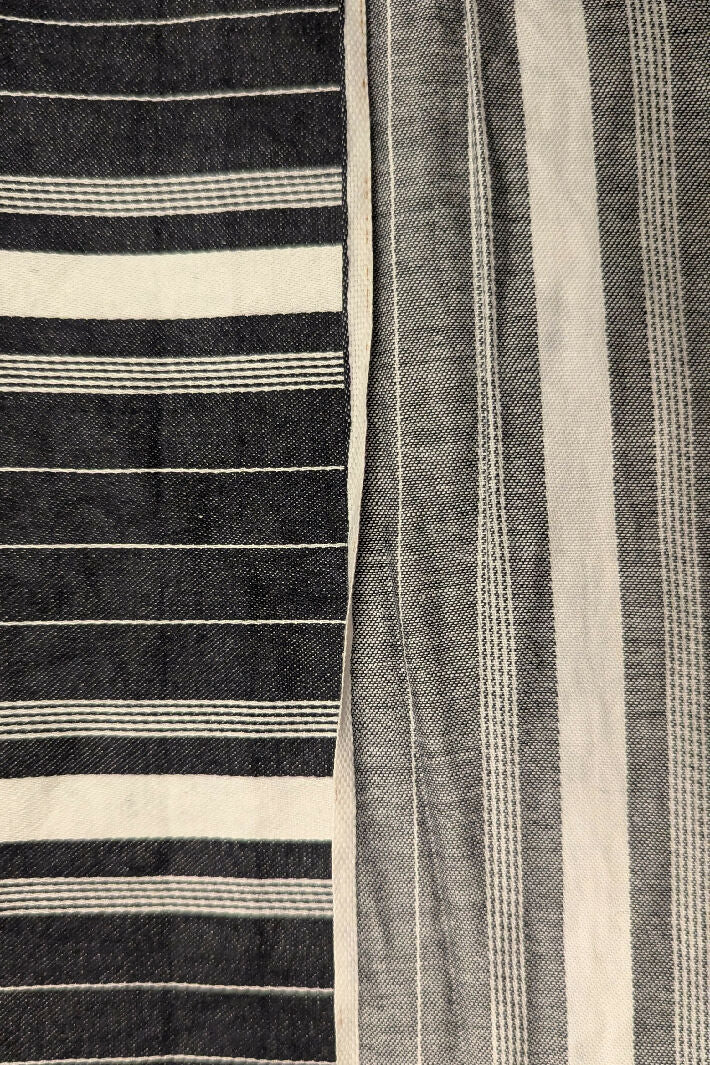 VTG Charcoal Gray/White Striped Shirting Woven Fabric 36"W - 4 1/2yds+