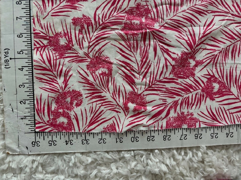 Vintage red and white tropical print fabric