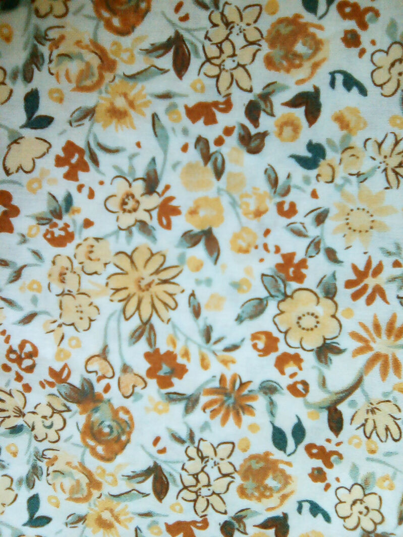 Cotton material, flower design yellow tan white colors, 9" x 43"