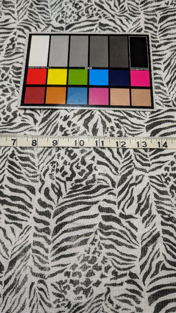 White/Black Zebra Print Waffle Knit Fabric 61"W - 2 1/4 yds+