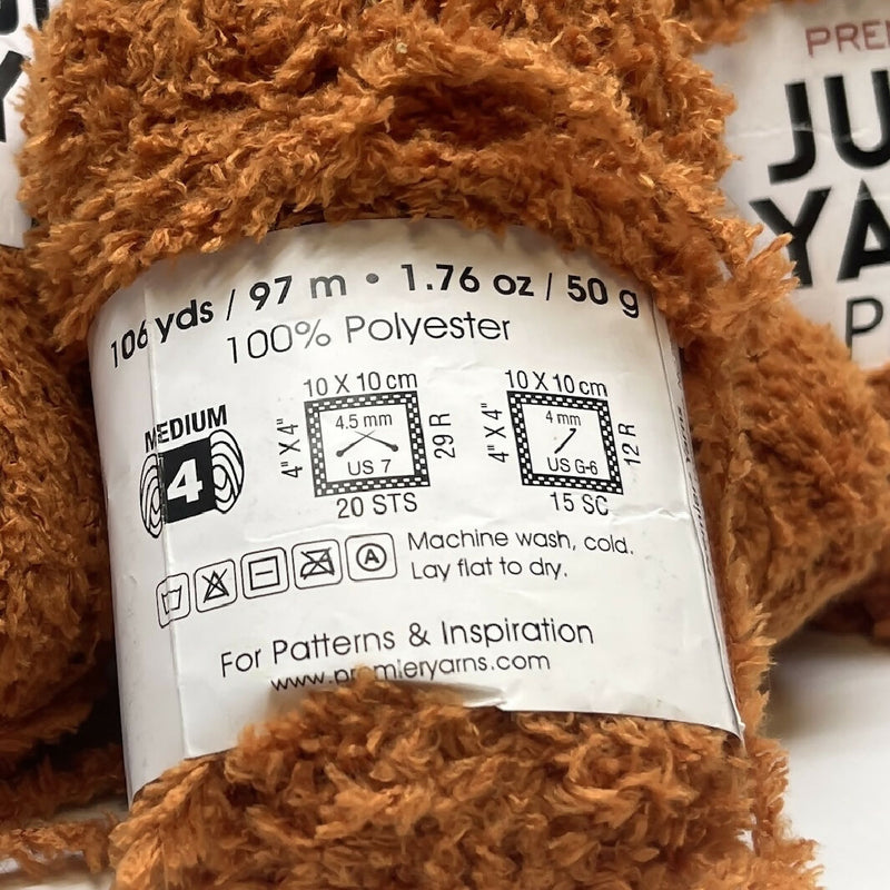 Burnt Orange Just Yarn Polyester Plush Yarn - 7 Skeins