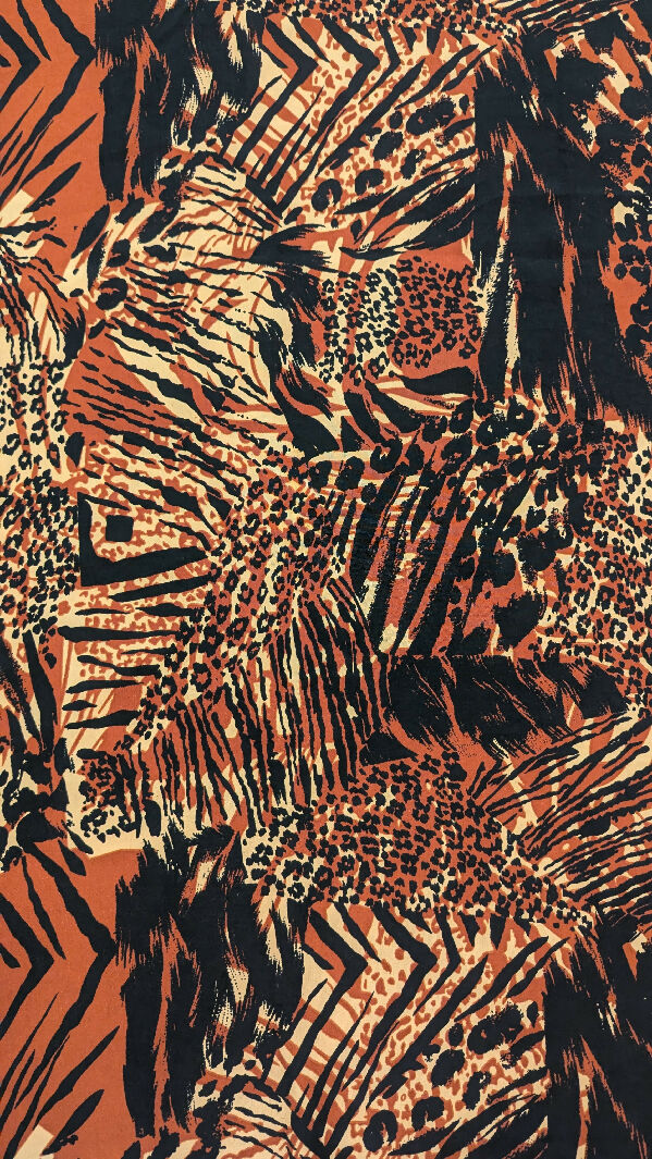 Rust/Tan/Black Mixed Animal Print Faille Woven Fabric 59"W - 1 1/4 yd