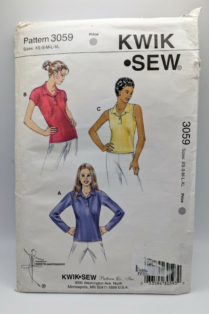 Kwik Sew 3059 Misses Polo Shirt Pattern Sizes XS-XL